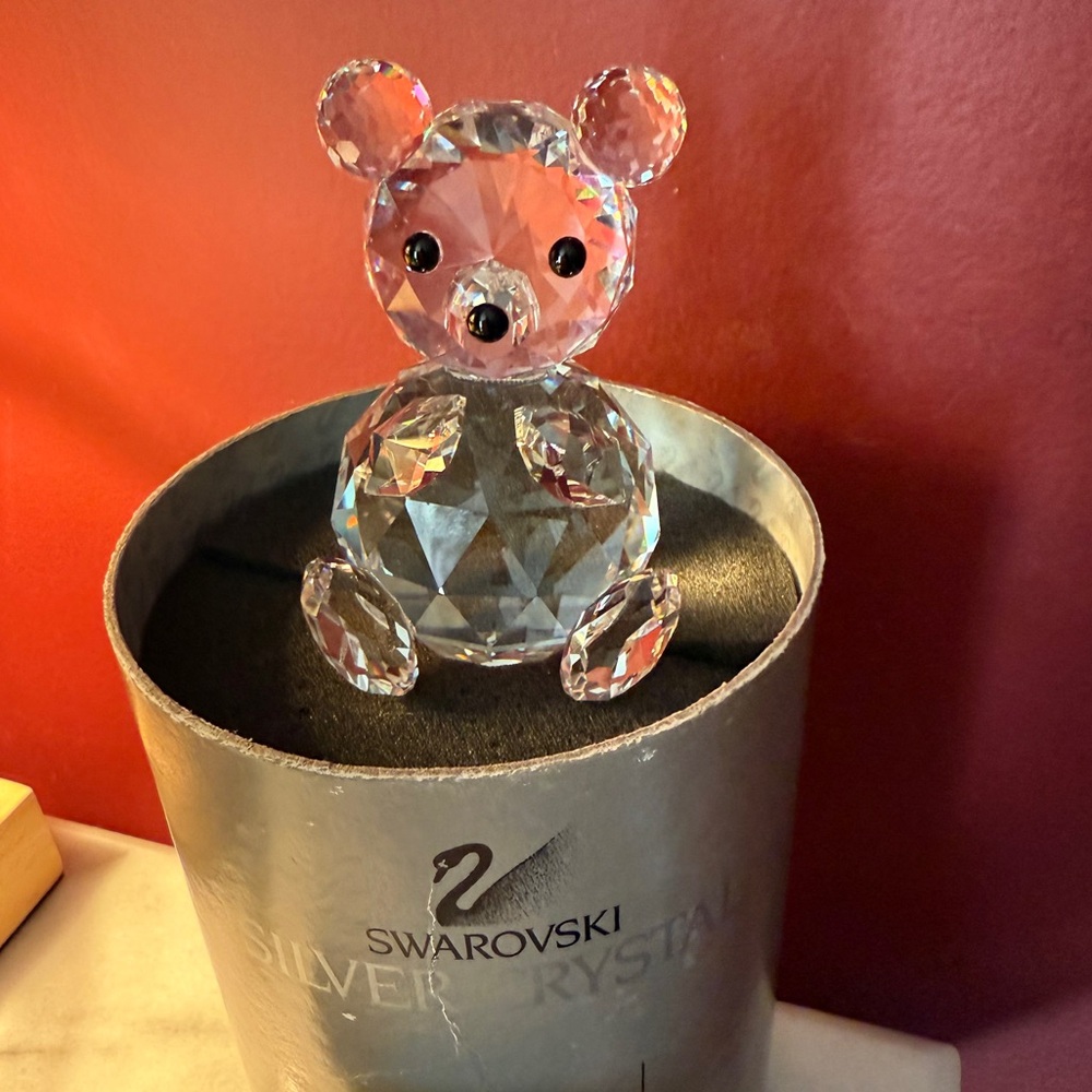 Swarovski Crystal Bear Figurine - Clear and Black